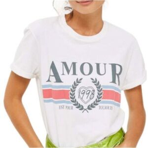 Topshop White Amour Short Sleeve Graphic Tee